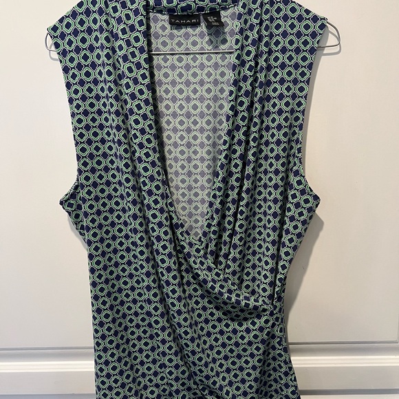 Tahari Geo Faux Wrap Blouse XL Boho Chic Top - Picture 5 of 7